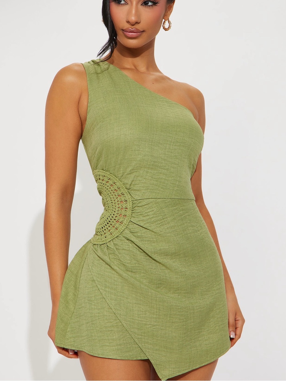 One-Shoulder Olive Green Romper